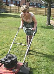 Working with a lawnmower 